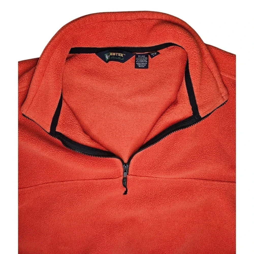 Eddie Bauer EBTEK Fleece Pullover Men's L Orange 1/4Zip Y2K ‎ #61642